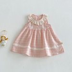 【73-120】ワンピース ベビー 女の子 レース襟 チェック - 画像 (6)