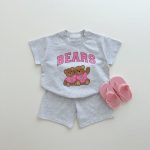 【80-130】セットアップ ベビー くまロゴプリント カジュアル - 画像 (4)