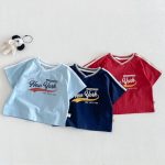 【73-120】半袖Tシャツorショートパンツ ベビー Vネックロゴ ボーダー - 画像 (3)