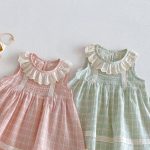 【73-120】ワンピース ベビー 女の子 レース襟 チェック - 画像 (8)