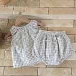 【73-100】セットアップ ベビー シンプル チェック - 画像 (9)