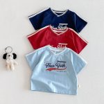 【73-120】半袖Tシャツorショートパンツ ベビー Vネックロゴ ボーダー - 画像 (4)