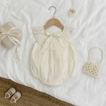 【66-90】ロンパース ベビー リボン付き 花刺繍 - 画像 (7)