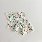 【80-130】セットアップ 女の子 花柄 カラードット - 画像 (5)