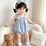 【66-90】ロンパース ウサギ チェック ベビー服 - 画像 (4)
