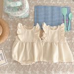 【66-100】ロンパースorワンピース フリル クリーム 姉妹服 - 画像 (6)