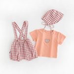 【66-90】セットアップ チェックサロペット&シャツ&帽子 - 画像 (5)