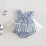 【66-90】ロンパース ベビー  蝶結び 刺繍 おしゃれ - 画像 (2)