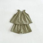 【73-120】セットアップ ベビー 小花柄 総柄グリーン - 画像 (8)