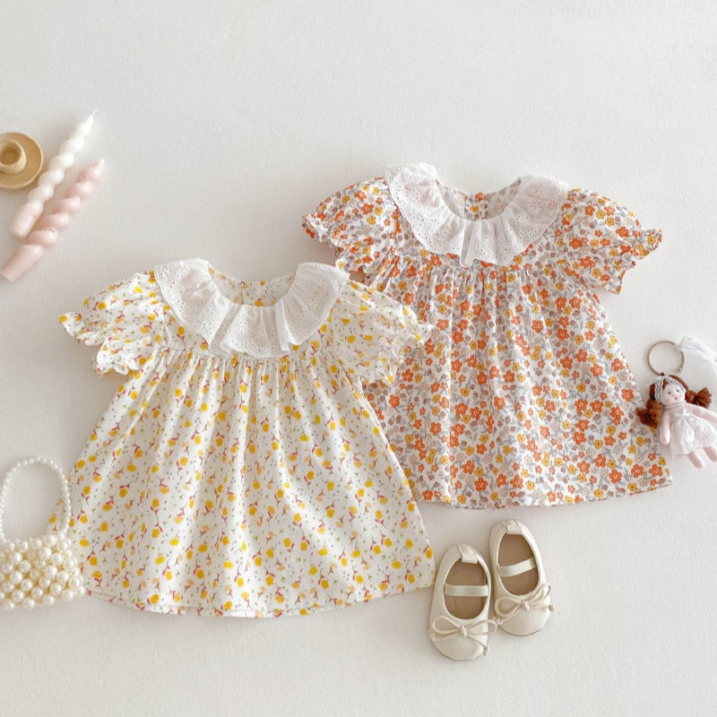 10_8c6f132e-13a0-42ed-8075-036a9ed7e8fa.jpg 【73-110】ワンピース ベビー 女の子 レース襟 フラワー - 画像 (1)