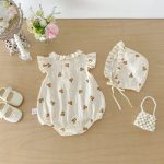【66-90】ロンパース ベビー 可愛い くまプリント - 画像 (8)