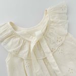 【66-90】ロンパース ベビー リボン付き 花刺繍 - 画像 (9)
