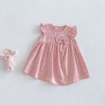 【73-120】ワンピース ベビー 女の子 フリルスリーブ 蝶結び - 画像 (8)
