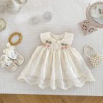 【73-120】ワンピース ベビー 女の子 チェリー フラワー刺繡 - 画像 (4)
