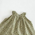 【73-120】セットアップ ベビー 小花柄 総柄グリーン - 画像 (10)