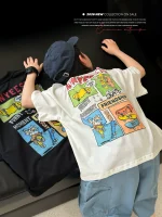 【90-160】Tシャツ 夏新作 マンガ風 プリント 半袖