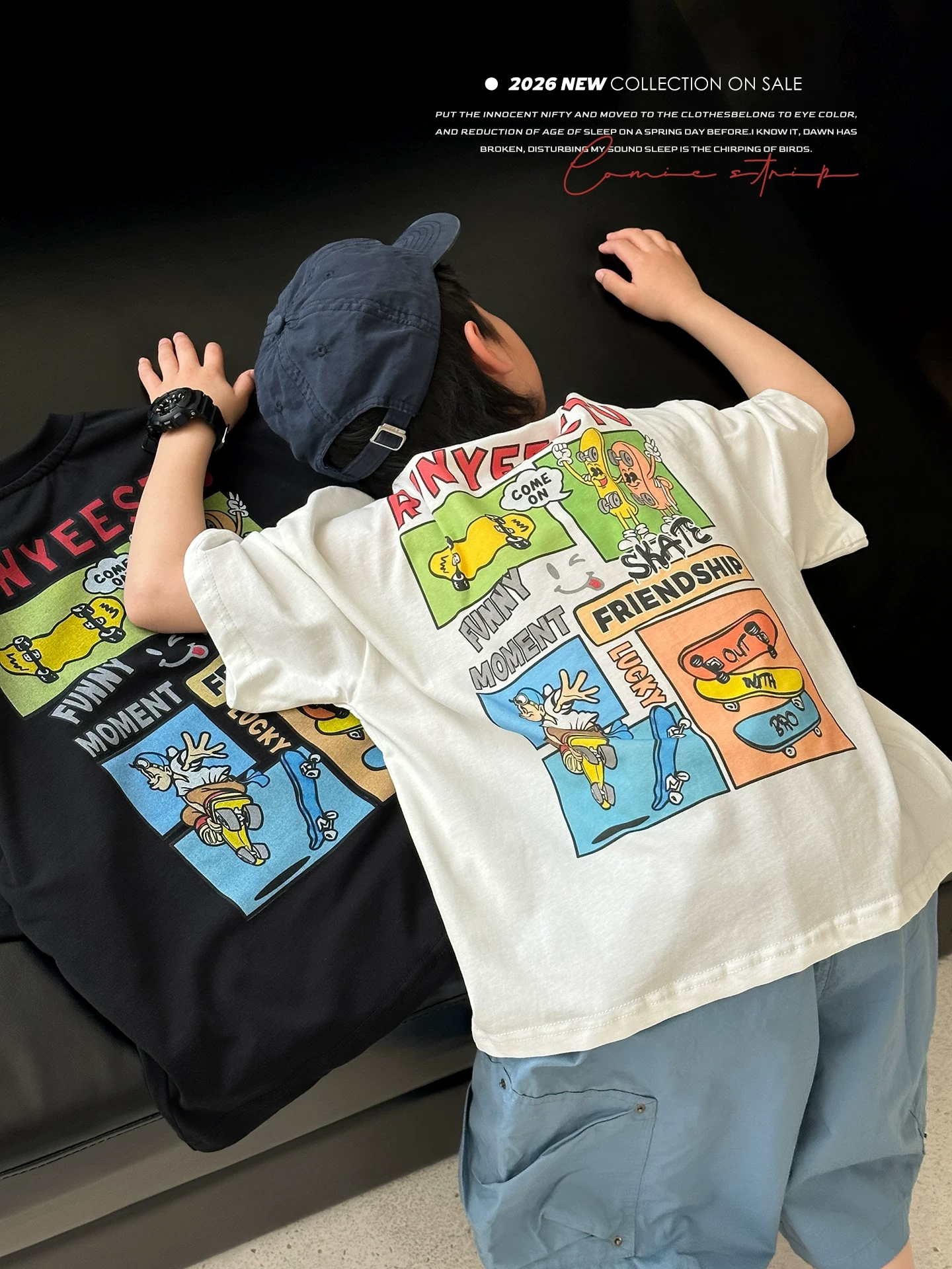 12 【90-160】Tシャツ 夏新作 マンガ風 プリント 半袖 - 画像 (1)