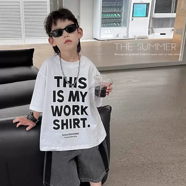 【90-160cm】Tシャツ アルファベット 半袖 ファッション 男の子