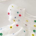 【66-90】ロンパースワンピース ベビー カラフル 花柄 刺繍 - 画像 (9)