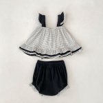 【73-110】セットアップ ベビー 女の子 チェック柄 リボン付き - 画像 (9)