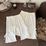 【73-100】七分丈パンツ ベビー 蝶結びリブ