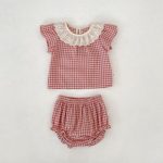【73-110】セットアップ ベビー フリル襟 チェック スウィート - 画像 (5)