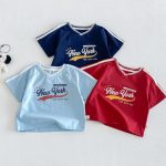 【73-120】半袖Tシャツorショートパンツ ベビー Vネックロゴ ボーダー - 画像 (7)