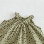 【73-120】セットアップ ベビー 小花柄 総柄グリーン - 画像 (11)