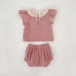 【73-110】セットアップ ベビー フリル襟 チェック スウィート - 画像 (6)