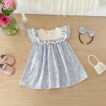 【66-140】ロンパースorワンピース ブルー 花柄 姉妹服 - 画像 (12)