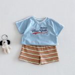 【73-120】半袖Tシャツorショートパンツ ベビー Vネックロゴ ボーダー - 画像 (11)