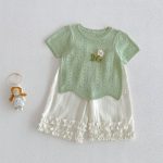 【73-120】半袖Tシャツ ベビー 透かし編み フラワー - 画像 (7)