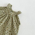【73-120】セットアップ ベビー 小花柄 総柄グリーン - 画像 (12)