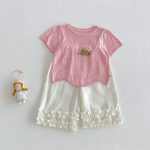 【73-120】半袖Tシャツ ベビー 透かし編み フラワー - 画像 (8)