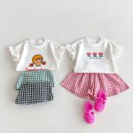 【80-130】Tシャツ or ショートパンツ ベビー 女の子 フリル袖 チェック - 画像 (7)