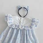 【66-140】ロンパースorワンピース ブルー ストライプ 姉妹服 - 画像 (16)