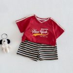 【73-120】半袖Tシャツorショートパンツ ベビー Vネックロゴ ボーダー - 画像 (12)