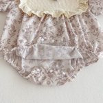 【73-100】ロンパース ベビー 蝶結び付き パープル花柄 - 画像 (9)