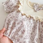 【73-100】ロンパース ベビー 蝶結び付き パープル花柄 - 画像 (10)