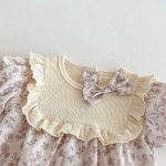 【73-100】ロンパース ベビー 蝶結び付き パープル花柄 - 画像 (12)