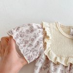 【73-100】ロンパース ベビー 蝶結び付き パープル花柄 - 画像 (14)