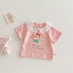 【73-120】半袖Tシャツ ベビー フリル襟 カートゥーン - 画像 (5)