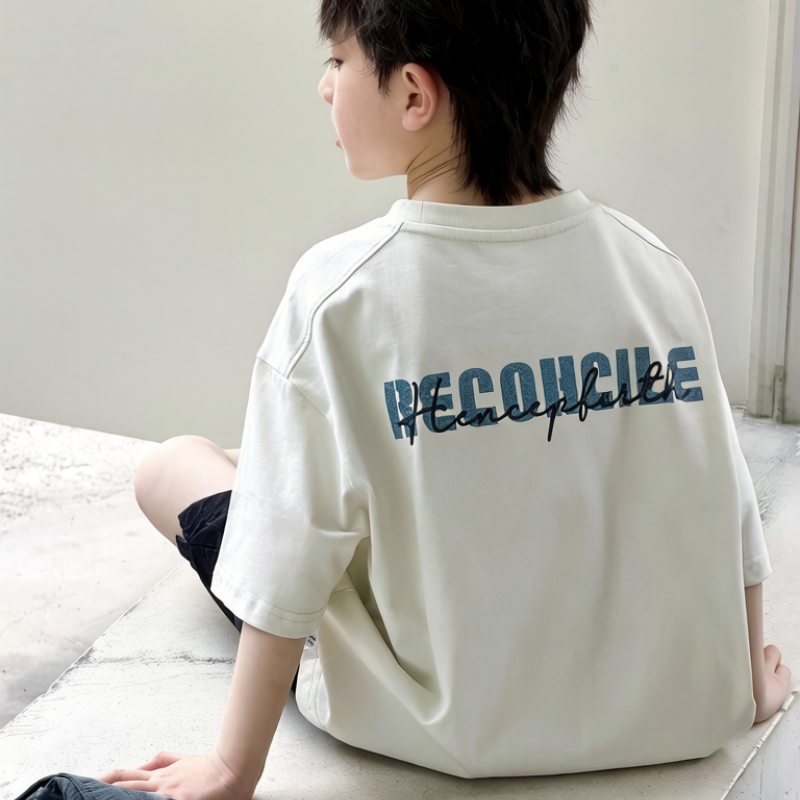 1dcc7ccfddd18 【90-160】半袖Tシャツ 男の子 英字 ゆったり シンプル - 画像 (1)