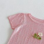 【73-120】半袖Tシャツ ベビー 透かし編み フラワー - 画像 (14)