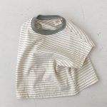 【73-100】半袖Tシャツ 男の子 カジュアル ボーダー柄 クルーネック - 画像 (4)