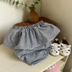 【66-90】パンツ ベビー チェック リボン 韓国風 かぼちゃんパンツ - 画像 (8)