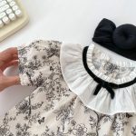 【66-90】セットアップ ブラック フラワー 半袖 トップス＆パンツ - 画像 (12)
