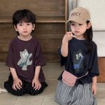 【80-140】半袖Tシャツ ねこ柄プリント ビッグシルエット - 画像 (8)