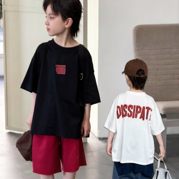 【90-160cm】半袖Tシャツ 男の子 英字 ゆったり 合わせやすい
