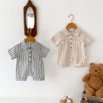 【66-90】ロンパース ストライプ 半袖 ベビー服 - 画像 (3)